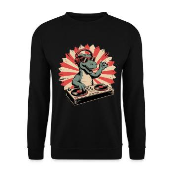 DJ alligator en rythme rétro - Sweat-shirt Unisexe - noir - Devant - Alina (178cm) & Michal (187cm)