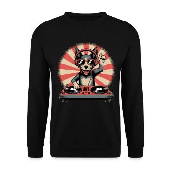 DJ chien avec casque - Sweat-shirt Unisexe - noir - Devant - Alina (178cm) & Michal (187cm)