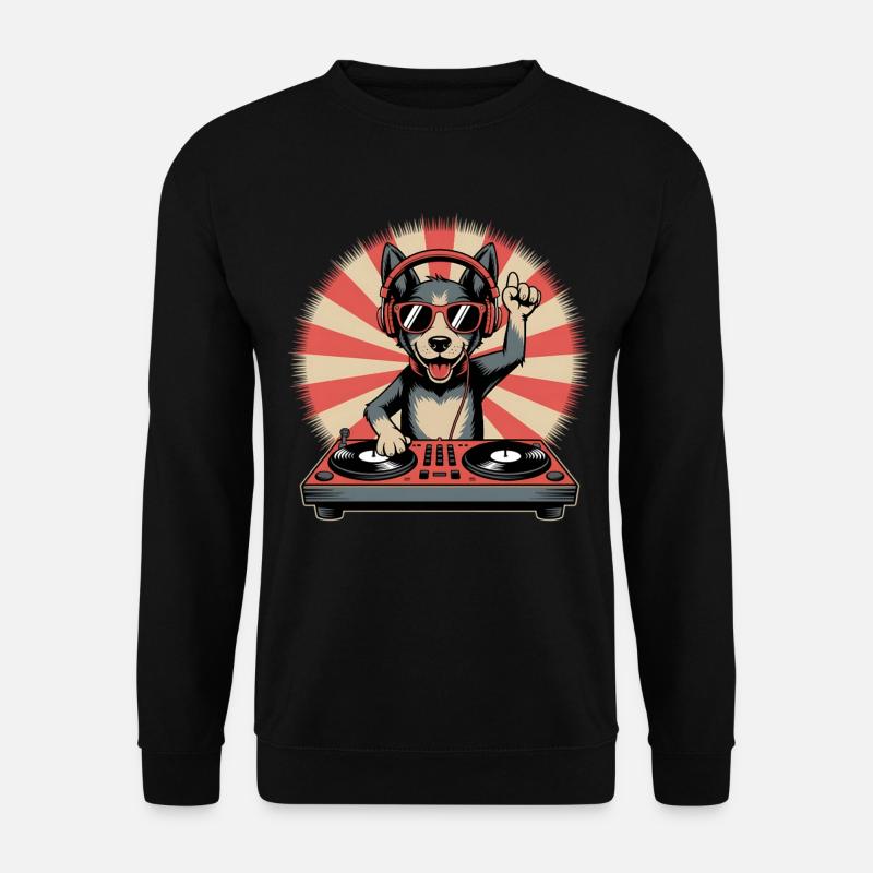 DJ Hund mit Kopfhörern - Unisex Pullover - Schwarz