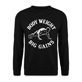 Poids corporel Grands gains Gymnastique suédoise Fitness Gym - Sweat-shirt Unisexe - noir - Devant - Alina (178cm) & Michal (187cm)