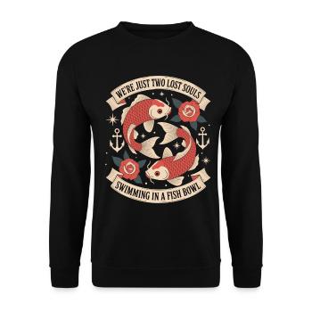 Two Lost Souls – Koi Fish Tattoo Style - Unisex Sweatshirt - black - Front - Alina (178cm) & Michal (187cm)