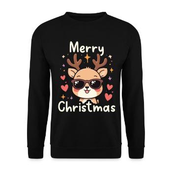 Frohe Weihnachten - Unisex Pullover - Schwarz - Vorne - Alina (178cm) & Michal (187cm)