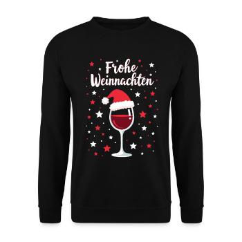 Frohe Weinachten Weinglas Weihnachten - Unisex Pullover - Schwarz - Vorne - Alina (178cm) & Michal (187cm)