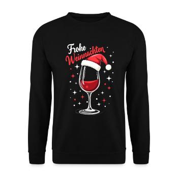 Frohe Weinachten Weinglas Weihnachten - Unisex Pullover - Schwarz - Vorne - Alina (178cm) & Michal (187cm)