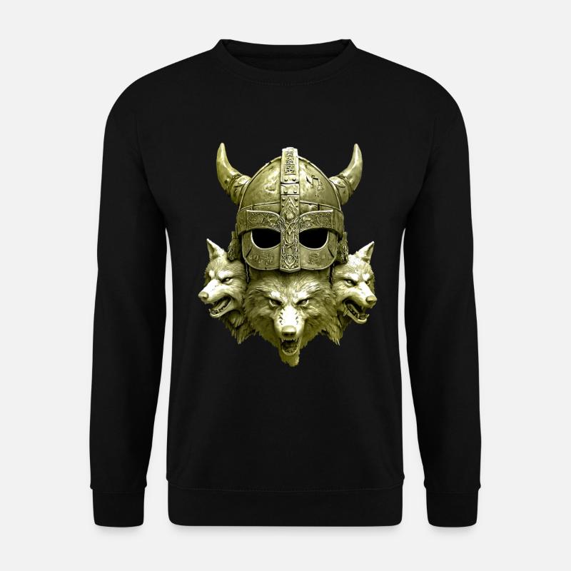 Wikinger Helm Wolf - Unisex Pullover - Schwarz