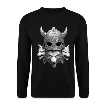 Casque Viking Loup - Sweat-shirt Unisexe - noir - Devant - Alina (178cm) & Michal (187cm)