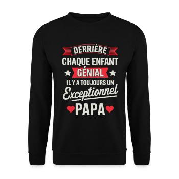 Derrière chaque enfant génial se cache un papa - Sweat-shirt Unisexe - noir - Devant - Alina (178cm) & Michal (187cm)