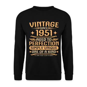 Millésime 1951 Millésime Né - 75 ans - Sweat-shirt Unisexe - noir - Devant - Alina (178cm) & Michal (187cm)