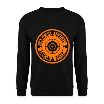 Pigeon d’argile tirant Bang On Target - Sweat-shirt Unisexe - noir - Devant - Alina (178cm) & Michal (187cm)