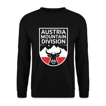 Austria Mountain Alpen Wappen Stier - Unisex Pullover - Schwarz - Vorne - Alina (178cm) & Michal (187cm)