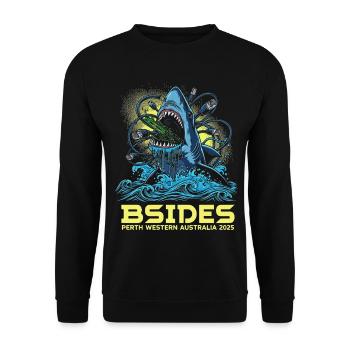 Shark Beat BSIDES Perth 2025 - Unisex Pullover - Schwarz - Vorne - Alina (178cm) & Michal (187cm)