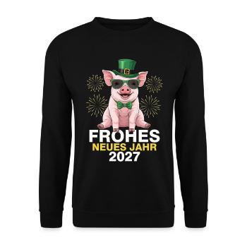 Frohes Neues Jahr 2027 - Unisex Pullover - Schwarz - Vorne - Alina (178cm) & Michal (187cm)