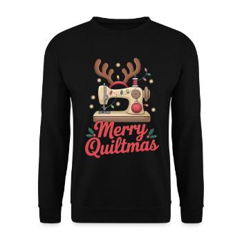 Merry Quiltmas Festive Sewing Santa Holiday Season - Unisex Sweatshirt - black - Front - Alina (178cm) & Michal (187cm)