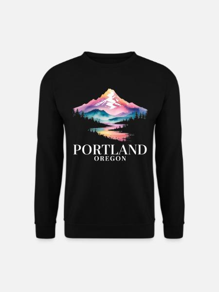 Portland Oregon Mountain Sunset Scenic View - Unisex Sweatshirt - black