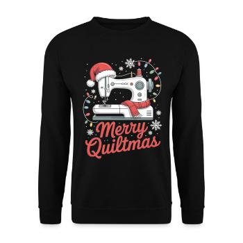 Merry Quiltmas Festive Sewing Santa Holiday Season - Unisex Sweatshirt - black - Front - Alina (178cm) & Michal (187cm)