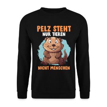 Animal welfare FUR ONLY SUITS ANIMALS Fun - Unisex Sweatshirt - black - Front - Alina (178cm) & Michal (187cm)