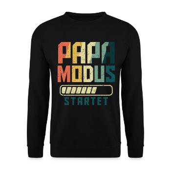 Werdender PAPA MODUS STARTET Lustiges - Unisex Pullover - Schwarz - Vorne - Alina (178cm) & Michal (187cm)