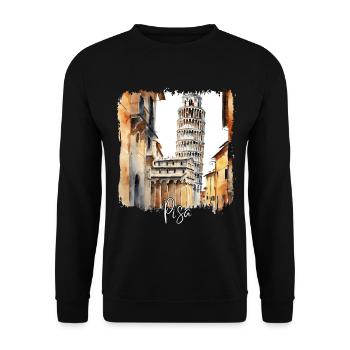 Watercolor of Pisa, Pisa Italy - Unisex Sweatshirt - black - Front - Alina (178cm) & Michal (187cm)