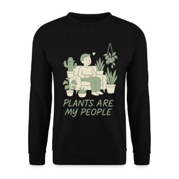 Pflanzen Sind Meine Freunde - Unisex Pullover - Schwarz - Vorne - Alina (178cm) & Michal (187cm)