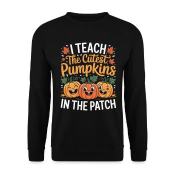 Süße Kürbisse im Herbst Lehrerin - Unisex Pullover - Schwarz - Vorne - Alina (178cm) & Michal (187cm)