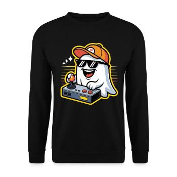 Retro Gamer Halloween Ghost - Unisex Sweatshirt - black - Front - Alina (178cm) & Michal (187cm)