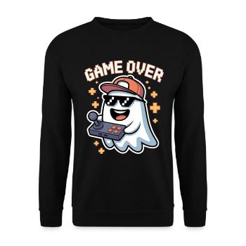 Retro Gamer Halloween Ghost - Unisex Sweatshirt - black - Front - Alina (178cm) & Michal (187cm)