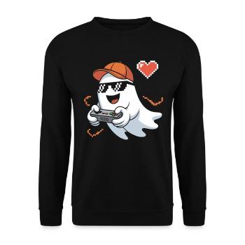 Retro Gamer Halloween Fantôme - Sweat-shirt Unisexe - noir - Devant - Alina (178cm) & Michal (187cm)