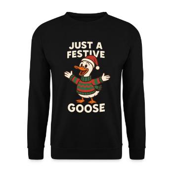 Nur eine festliche Weihnachtsgans - Unisex Pullover - Schwarz - Vorne - Alina (178cm) & Michal (187cm)
