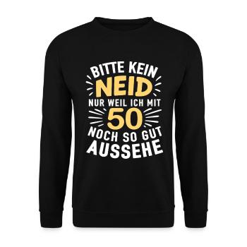 50s Cheer Shirt – No Envy, Look Good - Unisex Sweatshirt - black - Front - Alina (178cm) & Michal (187cm)