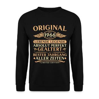 1966 Vintage Né Vintage 60ème Anniversaire - Sweat-shirt Unisexe - noir - Devant - Alina (178cm) & Michal (187cm)