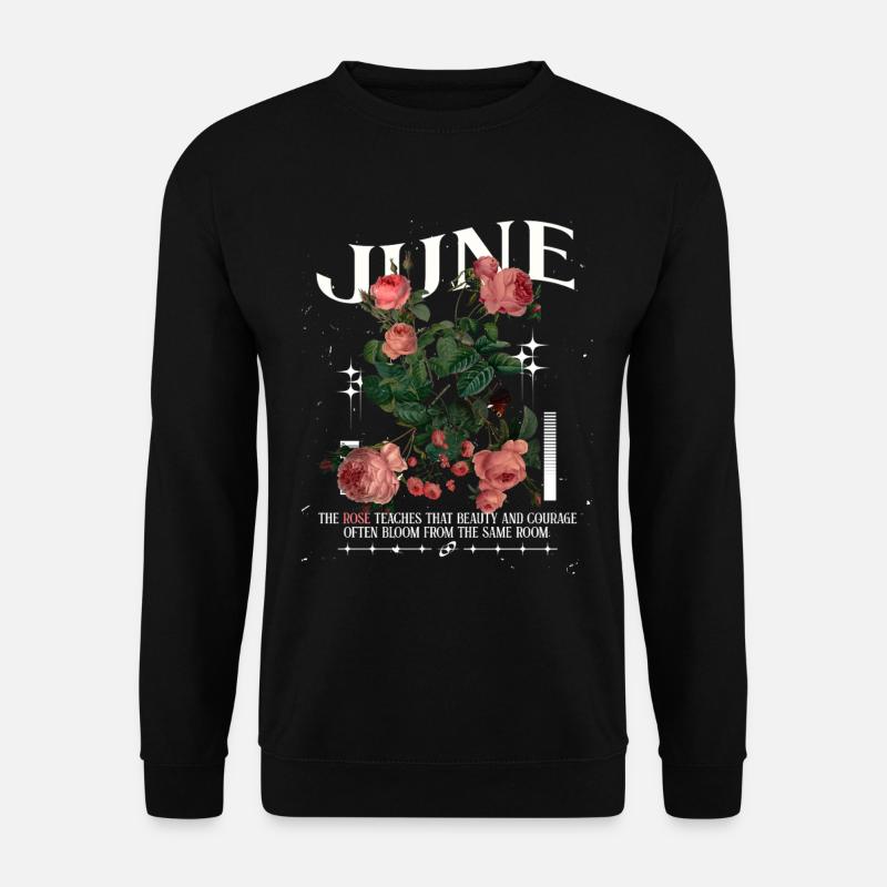 Geburtsblumen Geburtsblume Juni Rose - Unisex Pullover - Schwarz