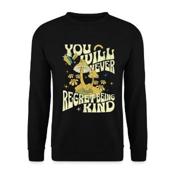 PilzTraum Sei freundlich - Unisex Pullover - Schwarz - Vorne - Alina (178cm) & Michal (187cm)