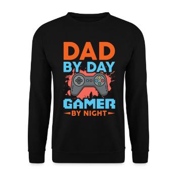 Father by day Gamer by night - Unisex Sweatshirt - black - Front - Alina (178cm) & Michal (187cm)