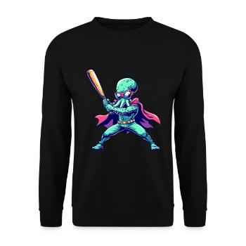 Baseball Oktopus Superheld - Unisex Pullover - Schwarz - Vorne - Alina (178cm) & Michal (187cm)