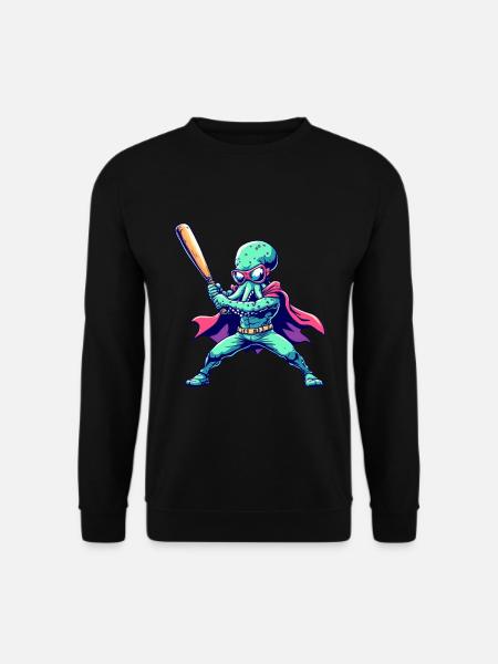 Baseball Oktopus Superheld - Unisex Pullover - Schwarz