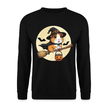 mignon cochon d’Inde sorcière Halloween - Sweat-shirt Unisexe - noir - Devant - Alina (178cm) & Michal (187cm)