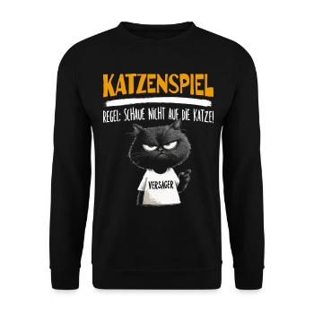 Cat Game Rule Don't Look at the Cat - Unisex Sweatshirt - black - Front - Alina (178cm) & Michal (187cm)