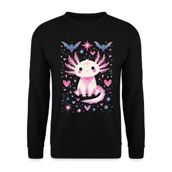 Cute axolotl pastel goth fans, - Unisex Sweatshirt - black - Front - Alina (178cm) & Michal (187cm)
