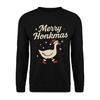 Merry Honkmas Oie Noël Drôle Père Noël - Sweat-shirt Unisexe - noir - Devant - Alina (178cm) & Michal (187cm)