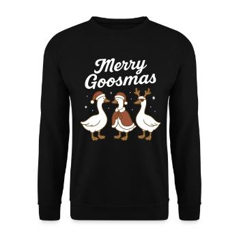 Weihnachtsgans Frohe Gänse Lustige Weihnachten - Unisex Pullover - Schwarz - Vorne - Alina (178cm) & Michal (187cm)