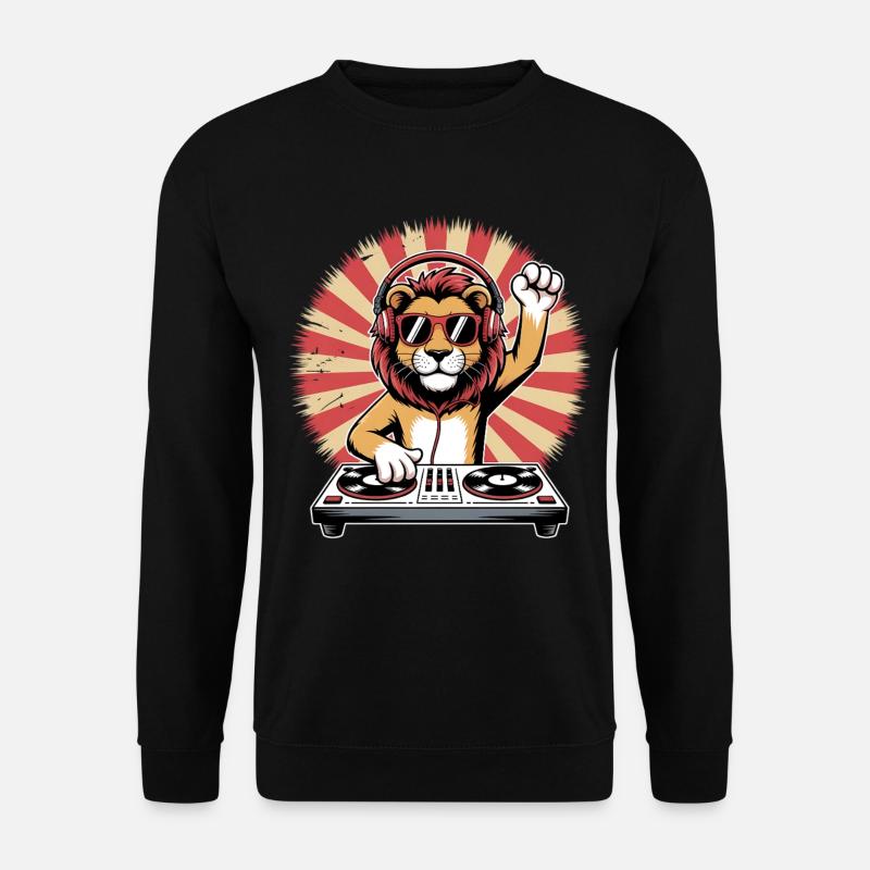 Lion DJ avec casque - Sweat-shirt Unisexe - noir