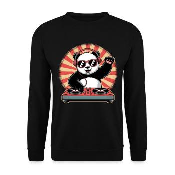 Panda DJ avec casque - Sweat-shirt Unisexe - noir - Devant - Alina (178cm) & Michal (187cm)