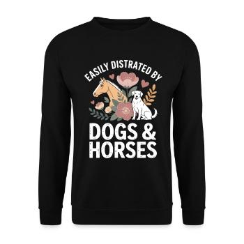 Hunde & Pferde Ablenkung Motiv - Unisex Pullover - Schwarz - Vorne - Alina (178cm) & Michal (187cm)