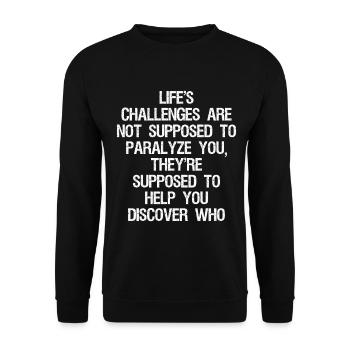 life's challenges are not supposed to paralyze - Unisex Pullover - Schwarz - Vorne - Alina (178cm) & Michal (187cm)