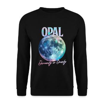 Birthstone October Opal - Unisex Sweatshirt - black - Front - Alina (178cm) & Michal (187cm)