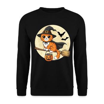 Cute Cat Witch Halloween - Unisex Sweatshirt - black - Front - Alina (178cm) & Michal (187cm)
