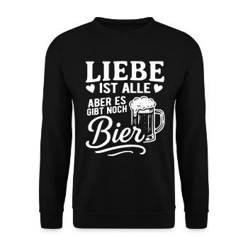 Liebe ist alle - Es gibt noch Bier - Unisex Pullover - Schwarz - Vorne - Alina (178cm) & Michal (187cm)