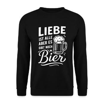 Liebe ist alle - Es gibt noch Bier - Unisex Pullover - Schwarz - Vorne - Alina (178cm) & Michal (187cm)