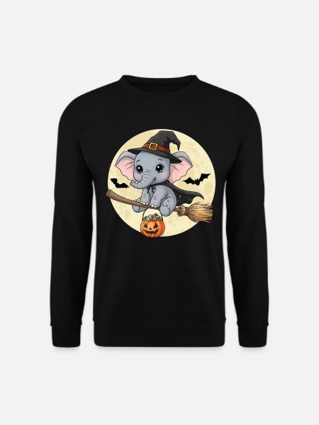 Cute Elephant Witch Halloween - Unisex Sweatshirt - black