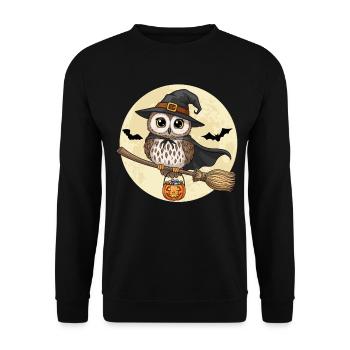 Cute Owl Witch Halloween - Unisex Sweatshirt - black - Front - Alina (178cm) & Michal (187cm)